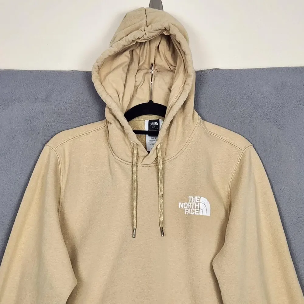 North Face Never Stop Exploring Hoodie Mens Large Beige Pullover Fleece A7R9H